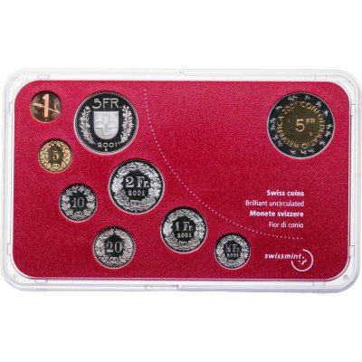 купить Швейцария 2001 годовой набор из 9-ти монет в оригинальной пластиковой упаковке