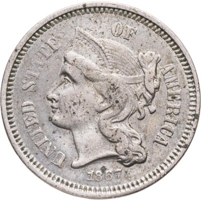 купить США 3 цента (cents) 1867 Three Cent Nickel