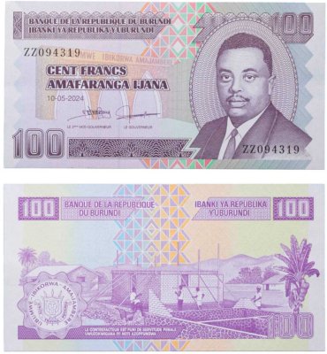 купить Бурунди 100 франков 2024 года ZZ- Серия замещения (Pick 44)