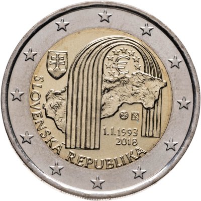 купить Словакия 2 евро (euro) 2018 25 лет Словацкой Республике