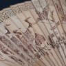 Купить Веер винтажный с изображением пейзажа и птиц, дерево, роспись, Китай, 1960-1990 гг.