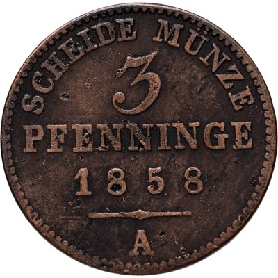 купить Германия, Пруссия 3 пфеннинга 1858 А