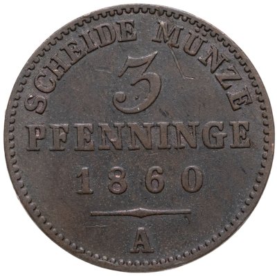 купить Германия, Пруссия 3 пфеннинга 1860 А