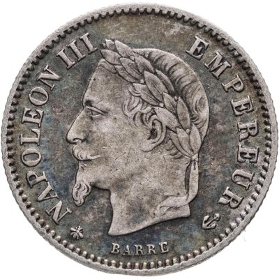купить Франция 20 сантимов (centimes) 1867, знак монетного двора: "A" - Париж
