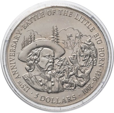 купить Либерия 5 долларов (dollars) 2001 "125 лет Битве при Литтл-Бигхорн"