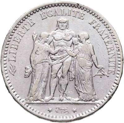 купить Франция 5 франков (francs) 1875 A Геркулес знак монетного двора: "A" - Париж