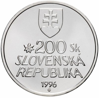 купить Словакия 200 крон 1996 "100 лет горной железной дороге Штрба - Штрбске Плесо"