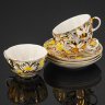 Купить Набор из трех чайных пар "Золотые ромашки" (в подборе), автор формы "Тюльпан" С.Е. Яковлева, автор росписи Л.И. Григорьева, фарфор, деколь, золочение, Ленинградский фарфоровый завод (ЛФЗ), СССР, 1970-1992 гг.