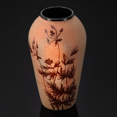 купить Ваза с растительным декором на тулове, завод "Псковский гончар", керамика, роспись, Россия, 1980-2000 гг.