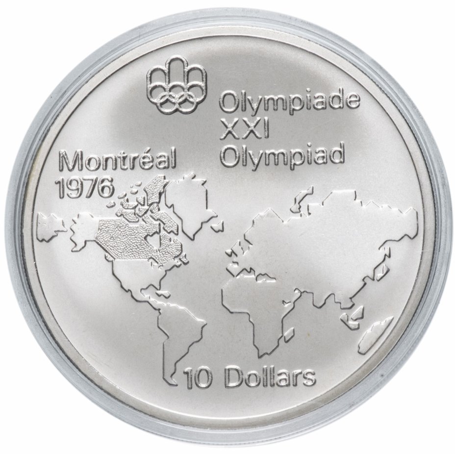 купить Канада 10 долларов (dollars) 1973 "XXI летние Олимпийские Игры, Монреаль 1976: Карта мира"