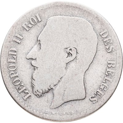 купить Бельгия 1 франк (franc) 1867 надпись на французском - "DES BELGES"