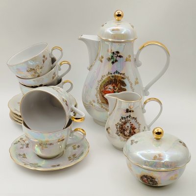 купить Сервиз чайный "Мадонна" на 5 персон (13 предметов), фарфор, деколь, люстр, золочение, Kahla, ГДР, 1967-1987 гг.