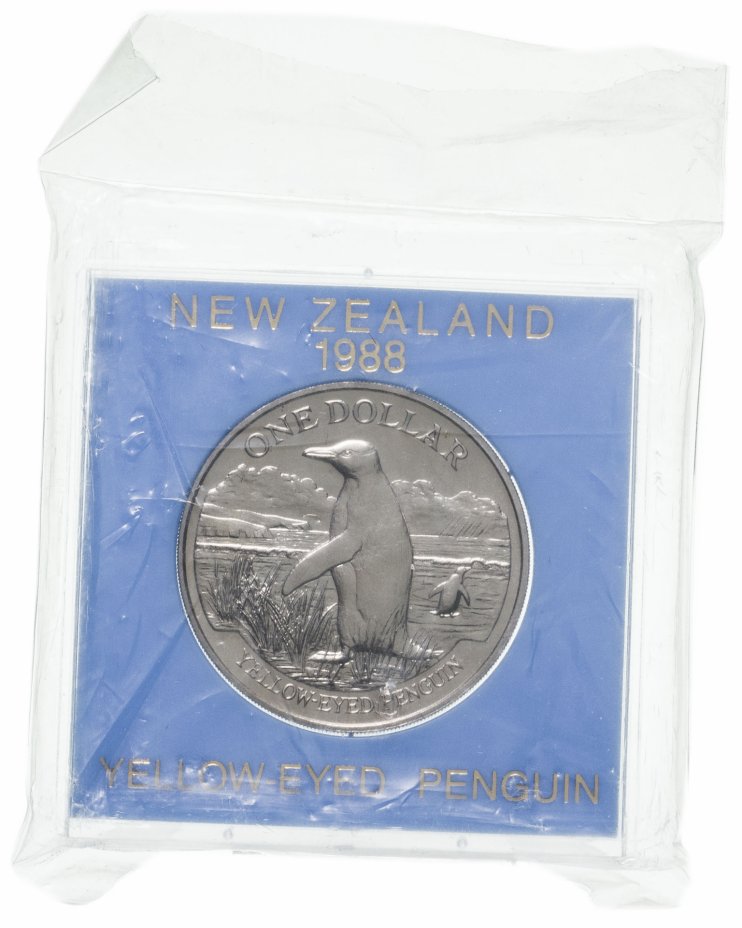 купить Новая Зеландия 1 доллар 1988 "Желтоглазый пингвин" в футляре