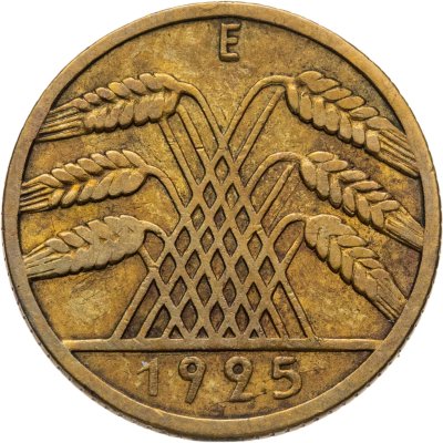 купить Германия 10 рейхспфеннигов (reichspfennig) 1925 E знак монетного двора "E" — Мульденхюттен