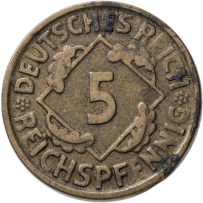 купить Германия 5 рейхспфеннигов (reichspfennig) 1925, знак монетного двора "D" — Мюнхен