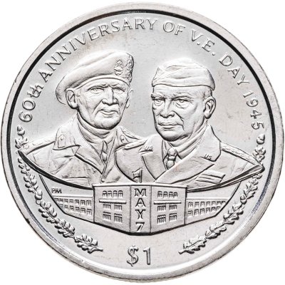 купить Британские Виргинские острова 1 доллар (dollar) 2005 "60 лет со дня Победы в Европе"