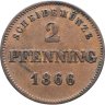 Купить Германия, Бавария 2 пфеннига 1866