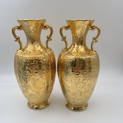 купить Вазы парные, украшенные золотистым рельефным декором, Holley Ross, Лаанна, Пенсильвания, фарфор, золочение, США, 1970-1990 гг.