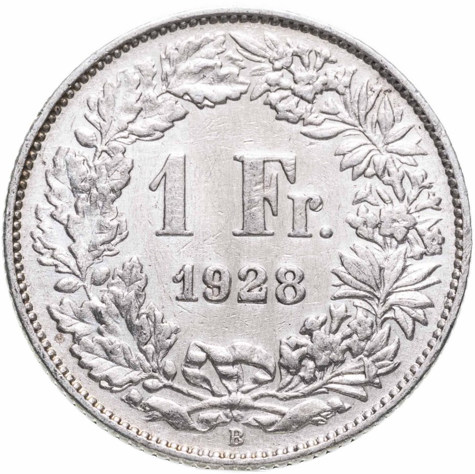 Монета Швейцария 1 франк (franc) 1928 стоимостью 1450 руб.