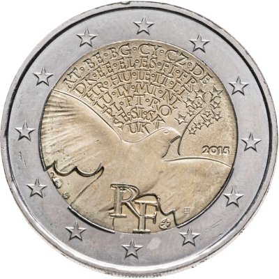 купить Франция 2 евро 2015 "70 лет мира в Европе"