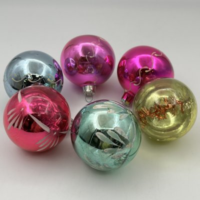 купить Набор ёлочных игрушек "Шары", стекло, роспись, металл, СССР, 1970-1990 гг.