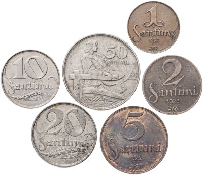 купить Латвия полный годовой набор монет для обращения 1922-1928 (6 шт.)
