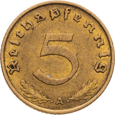 купить Германия (Третий Рейх) 5 рейхспфеннигов 1939 "А"