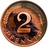 Купить Германия 2 пфеннига (pfennig) 1995 J