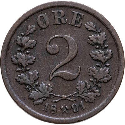 купить Норвегия 2 эре (ore) 1891