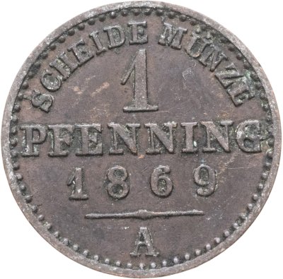 купить Германия, Пруссия 1 пфенниг 1869