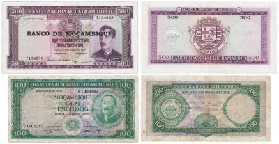 купить Мозамбик набор из 2 банкнот 100 и 500 эскудо 1961-1967 (1976)
