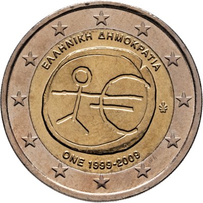 купить Греция 2 евро 2009 "10 лет Экономическому и валютному союзу"