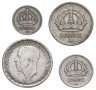 Купить Швеция набор из 4 монет и 10, 25, 50 эре и 1 крона 1943-1950 (случайный год)