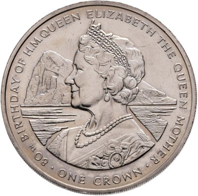 купить Гибралтар 1 крона (crown) 1980 "80 лет со дня рождения Королевы"