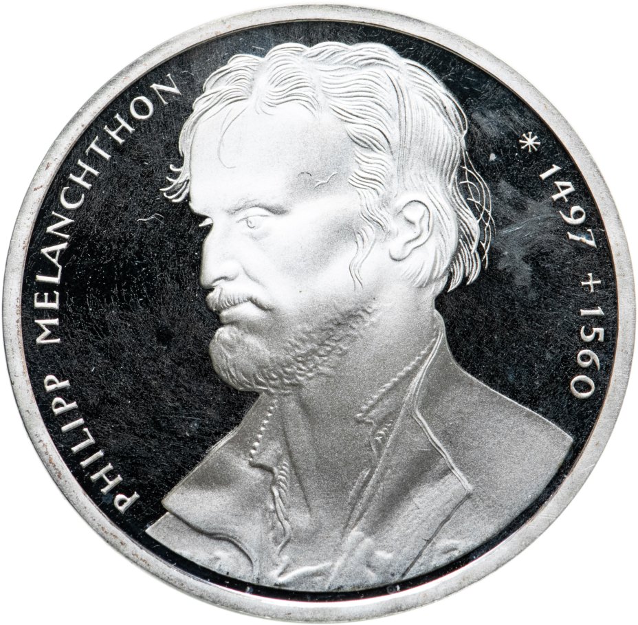 купить Германия 10 марок (deutsche mark) 1997 D 500 лет со дня рождения Филиппа Меланхтона знак монетного двора: "D" - Мюнхен