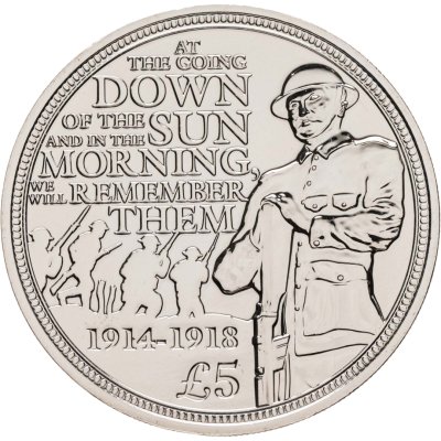 купить Остров Гернси 5 фунтов 2014 "100 лет со дня начала Первой Мировой войны"