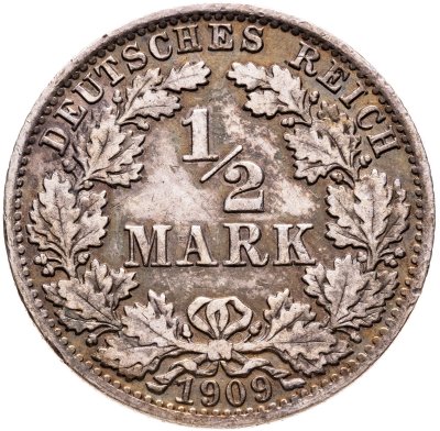 купить Германия, Германская империя 1/2 марки 1909 "A"
