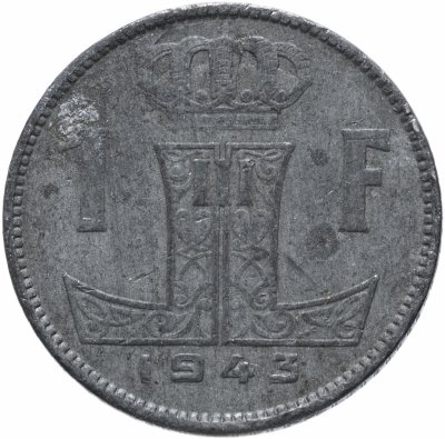 купить Бельгия 1 франк 1942-1946 (België - Belgique) Цинк
