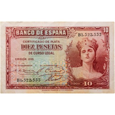купить Испания 10 песет 1935 (Pick 86a)