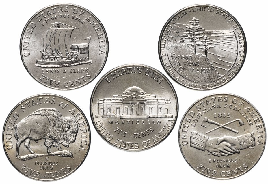 купить США набор монет серии "200 лет экспедиции Льюиса и Кларка - освоение Запада" двор P  (5 монет)