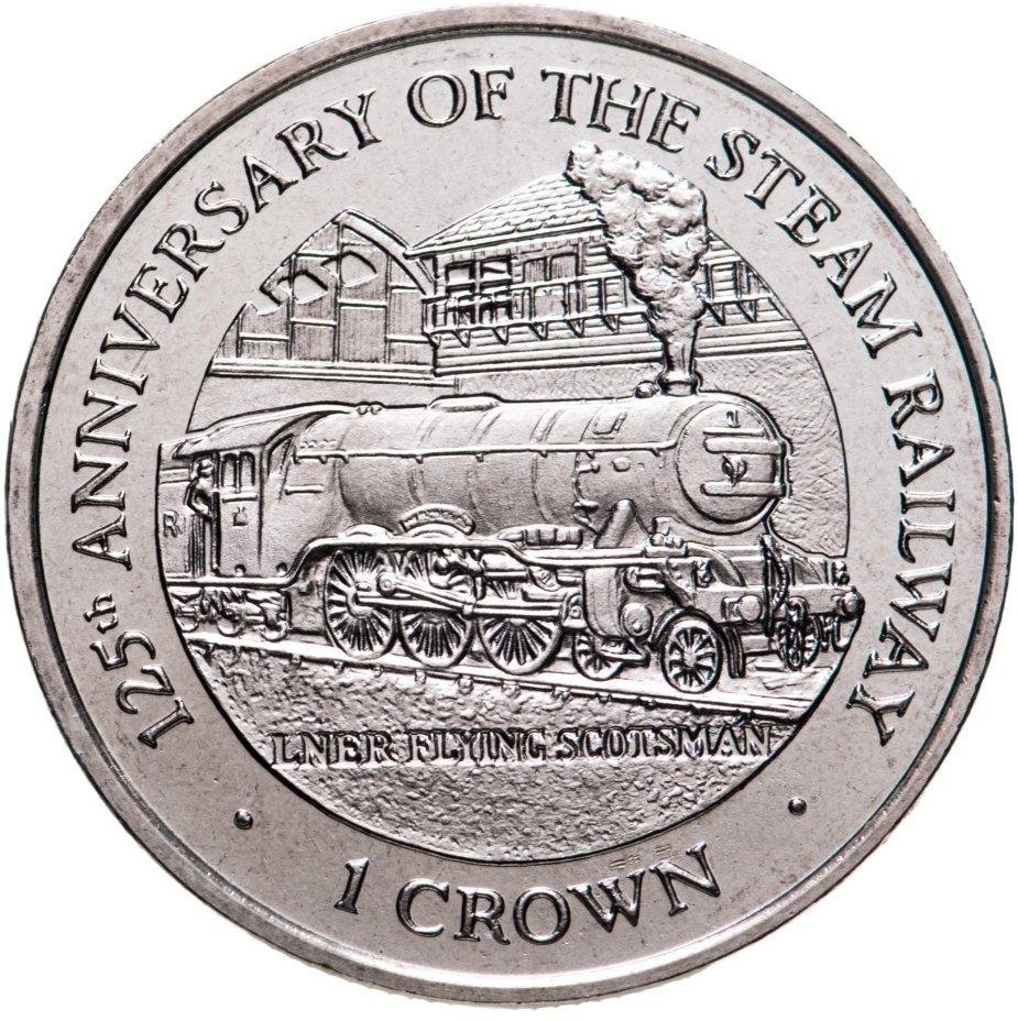 купить Остров Мэн 1 крона (crown) 1998 "125 лет паровой железной дороге - паровоз LNER Class A3 4472 "Flying Scotsman"