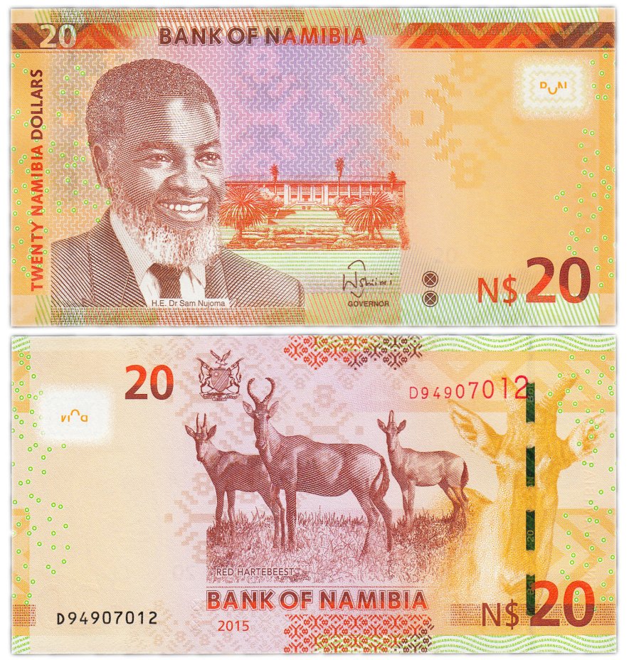 Купить Намибия - 20 долларов 2015 Африканская антилопа Pick 17а