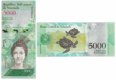 купить Венесуэла 5000 боливар 2016 (2017) (Pick 97b) 23.03.2017 "Z"-серия замещения