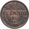 Купить Ганновер 1 пфенниг 1863 В