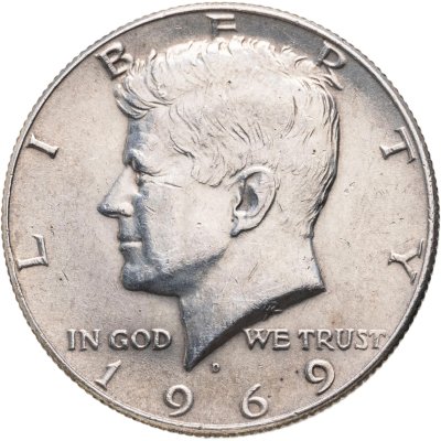 купить США 50 центов (1/2 доллара, half dollar) 1969 D Kennedy Half Dollar (Кеннеди) знак монетного двора "D" - Денвер
