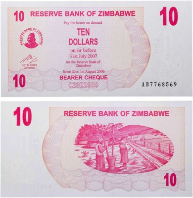 купить Зимбабве 10 долларов 2006