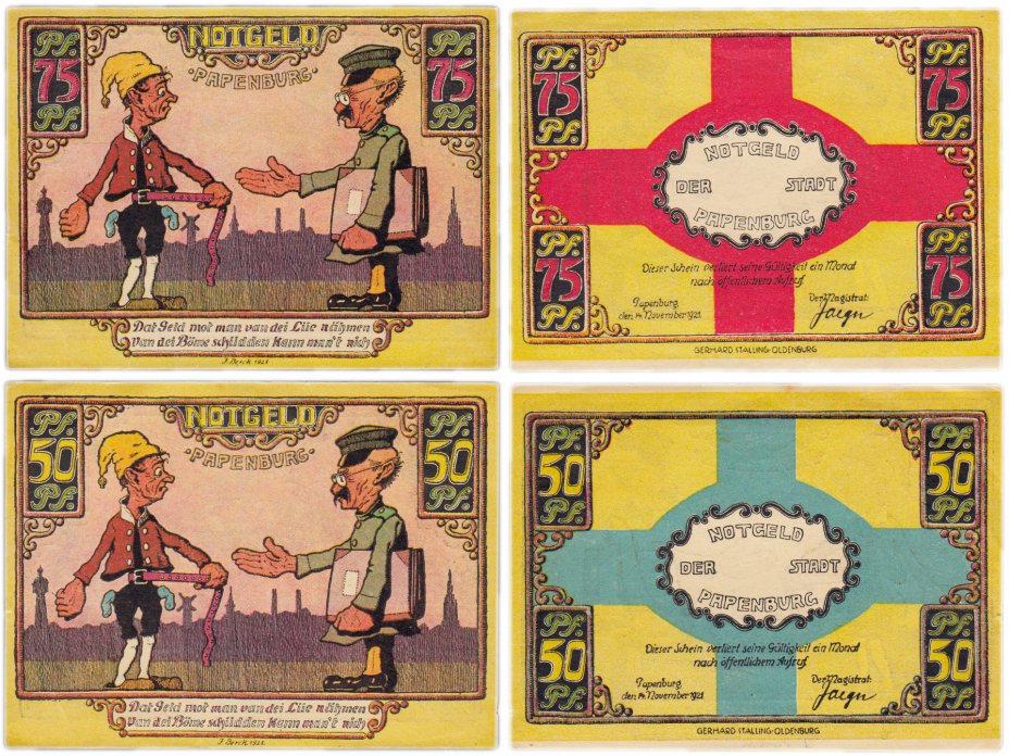 купить Германия (Ганновер : Папенбург) набор из 2-х нотгельдов 1921