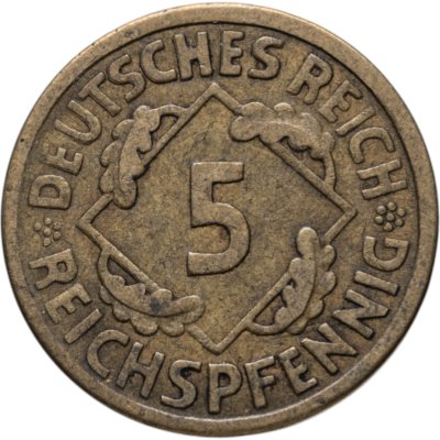купить Германия 5 рейхспфеннигов (reichspfennig) 1925, знак монетного двора "A"— Берлин