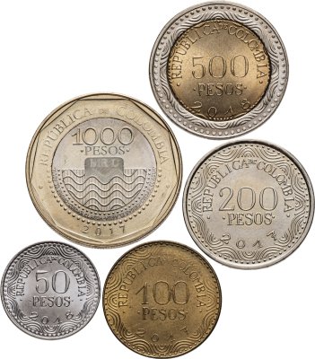 купить Колумбия набор монет 2017-2018 (5 штук)