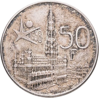 купить Бельгия 50 франков (francs) 1958 "Международная выставка Экспо 1958 в Брюсселе" /DER BELGEN/